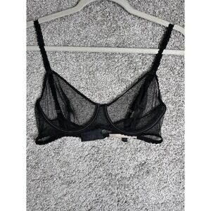 Stella McCartney Black Sheer Mesh Underwire Bra Est 32C Designer Lingerie